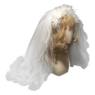 novia multi capa velo de boda diadema blanco flor perla abalorios pelo aro