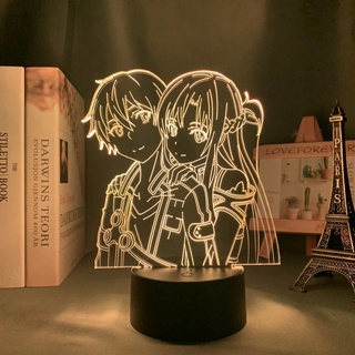 Lámpara 3d Anime Espada Arte Online Para Dormitorio Decoración Luz De Noche Regalo De Cumpleaños Gota Envío Habitación Led Mesita Manga SAO