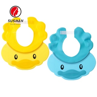 Sushen 2Pcs ajustable bebé ducha gorra impermeable proteger ojos orejas visera de baño sombrero de silicona champú niño multiusos lavado de pelo escudo (1)