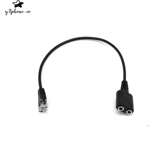 Dual 3.5mm Female to RJ9 Jack Adapter Convertor PC Headset Telephone Cable
