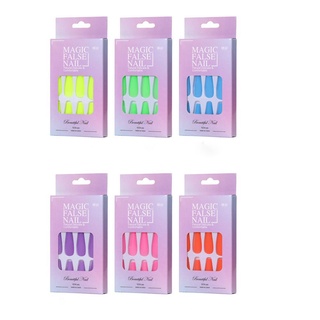 chink 6 cajas de moda de uñas falsas arte de uñas luminosas uñas postizas belleza ataúd forma extra largo color sólido jelly gum bailarina (9)