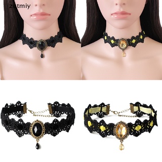 [zutmiy] collar de encaje negro collar gargantilla de terciopelo cristal vintage gótico cadena colgante rghn (1)