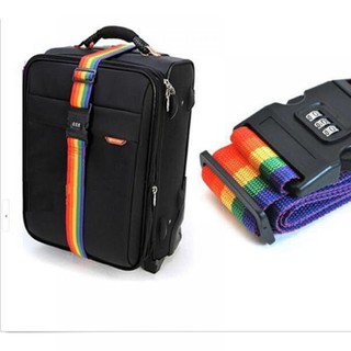 Travel 3-Dial combinación de maleta cruzada correa segura arco iris cinturón contraseña (4)