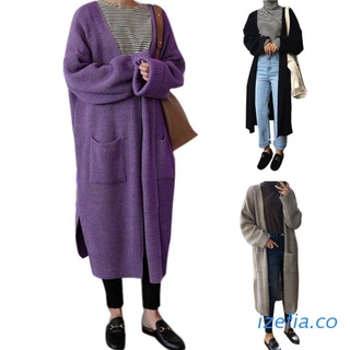 izefia Women Casual Open Front Long Sleeve Knit Cardigan Sweater Coat Loose Jacket Warm
