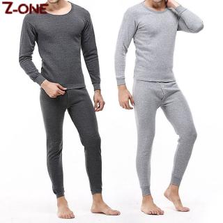 Caliente otoño invierno hombres 2pc térmica ropa interior largo Johns ropa de dormir pijama conjunto zona (1)
