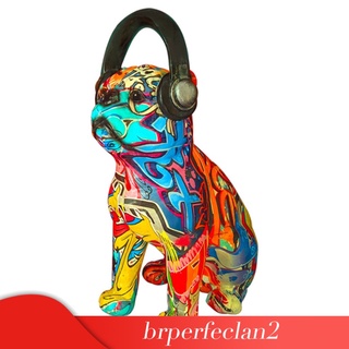 (Brper2) Creativo Moderno Escultura de perro de colores Bulldog figurilla de Resina artesanía de oficina decoración de hogar arte de colección (2)