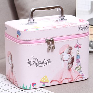 Bolsa cosmética de gran capacidad de dibujos animados lindo chica portátil aseo cosmético caja de almacenamiento de equipajeluluqi88.my5.18 50% (3)