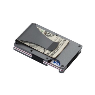 Cartera de fibra de carbono titular de la tarjeta RFID blindaje con botón de dinero delgado cartera