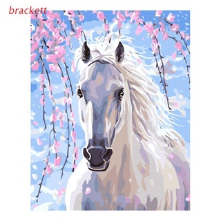 brackte Paint By Numbers For Adults and Kids DIY Oil Painting Gift Kits Pre-Printed Canvas Art Home Decoration -White Horse and Flower