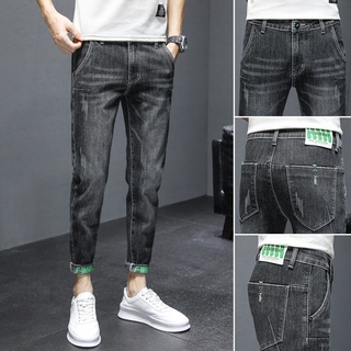 Verano delgado Jeans versión de los hombres de la tendencia de Slim adelgazar estiramiento de los hombres de moda Casual pantalones de nueve puntos (1)