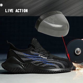 [Steel toe] 36-47 transpirable zapatos de seguridad Anti-aplastamiento Anti-punción ligero zapatos de trabajo de seguridad con hoja de acero (4)