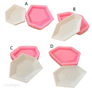 King moldes de resina de silicona irregulares para posavasos hexagonales, moldes de resina