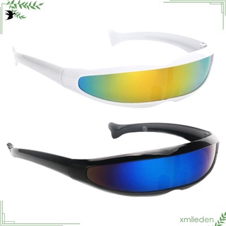 2x Women Futuristic Narrow Sunglasses Party Monoblock Visor Glasses