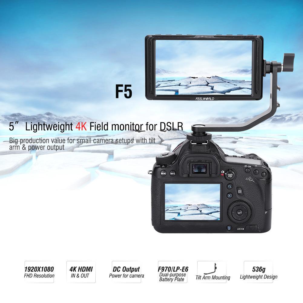 Feelworld F5 5 pulgadas 4K HDMI Full HD 1920x1080 Monitor de vídeo en cámara para DSLR (3)
