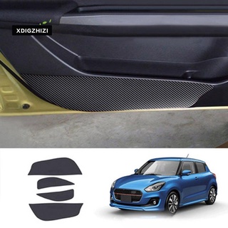 4Pcs coche fibra de carbono puerta Anti-golpes almohadilla lateral borde protección estera cubierta para Suzuki Swift 2017+