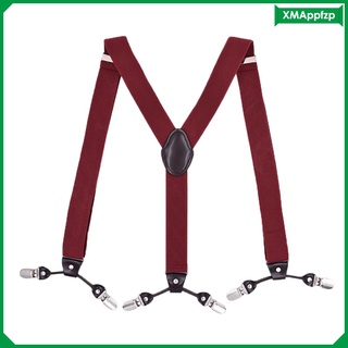 Mens Y-Back Adjustable Elastic Suspenders 6 Clip-on Braces Belt