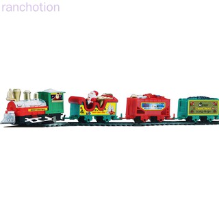 Tren de navidad juguete conjunto eléctrico vías ferroviarias Santa Claus coche locomotora niños educación ranchotion (6)
