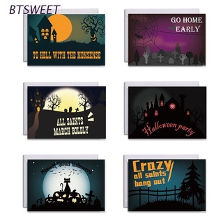 bts1 6 unids/set de tarjetas de felicitación de halloween con sobres pegatinas feliz noche de halloween diseños postales invitación fiesta suministros