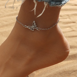 CHARMS Kimmiy Metal mariposa tobillera mujeres mariposa colgante tobilleras cadena de verano playa pierna pulsera niña encantos descalzo sandalias joyería|Tobilleras