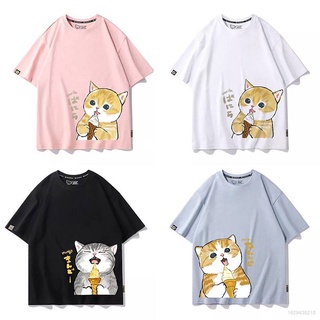 Cartoon Cat T-shirt Women Short Sleeve Casual Tops Graphic Loose Fashion Korean INS Tee Shirt Plus Size gift Wholesale contact customer service