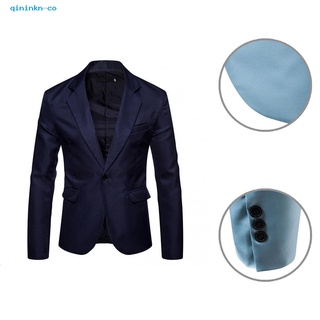 qininkn Streetwear Blazer Pure Color Pockets Suit Jacket All Match for Office