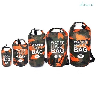 ALOSA Lightweight Bag Camouflage Dry Bag Kayaking PVC Waterproof Backpack Waterproof Dry Bag Portable Folding Storage Bag Outdoor 2/5/10/15L/20L For Boating,Camping Rafting,Hiking Diving Dry Sack/Multicolor