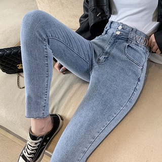 negro jeans para las mujeres pantalones flacos primavera y otoño 2021 nueva cintura alta recortada apretado adelgazar estiramiento verano delgado