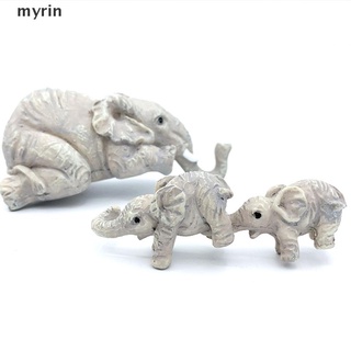 myrin 3 pzs estatuillas de resina pintadas a mano de elefante madre y dos bebés colgando.