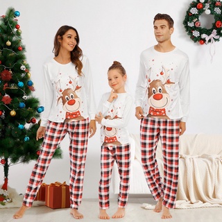 Pijamas de Navidad Familia Navidad Impresión de ciervos Mujeres adultas Niños Ropa familiar Pijamas de Navidad a juego Conjunto familiar