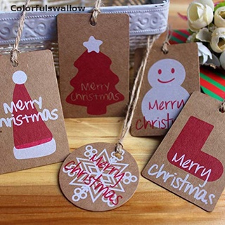 [colorfulswallow] 100 pzs etiquetas de papel Kraft navidad decoraciones navideñas con hilo de yute caliente
