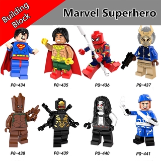 DIY Lego Minifigures Marvel Superhero Groot Lobo Spiderman Bloques De Construcción Juguetes Para Niños