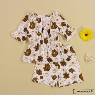 Gd-Baby camiseta + pantalones cortos, impresión de margarita elástica de cintura alta versión de estilo dulce ropa de verano (5)