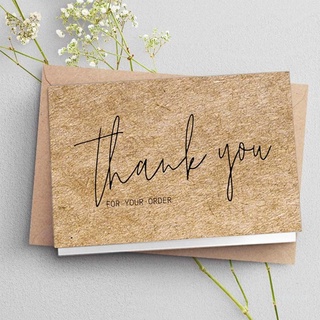 Shwnee 30 tarjetas de papel Kraft naturales gracias por su pedido gracias tarjetas de felicitación tarjeta de agradecimiento para pequeñas empresas