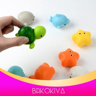 Brkokiya juego De 8 juguetes De baño Para bañera De Vinil regalos tortuga flotante ligera Piscina agua juguete Para niños bañera Piscina