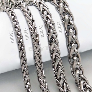 [sixgrand] 3/4/5/6 mm collar trenzado de plata para hombre de acero inoxidable con cadena co