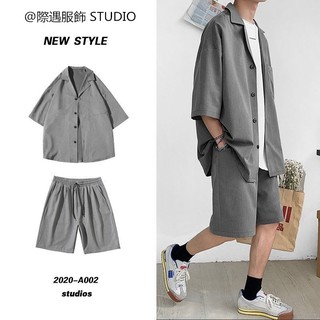 M-3Xl chaqueta de manga corta de los hombres de la moda suelta Casual pequeño traje