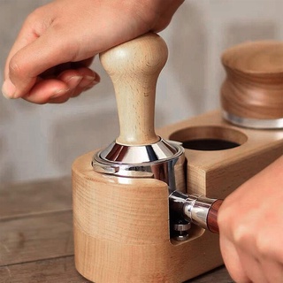 soporte de prensa de café titular de la manija de madera maciza prensadora de polvo máquina polvo polvo café p8j8
