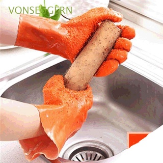 vonseggern guantes de cocina antideslizantes para lavar el hogar, accesorios, escamas de pescado, patatas peladas, frotar piel de fruta, limpieza de raspado, multicolor