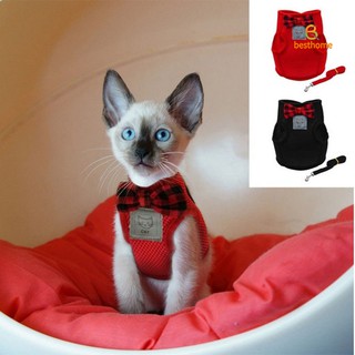 Bh arnés para mascotas conjunto de correa para gatito gato malla transpirable lindo arnés de Bowknot uso al aire libre (1)