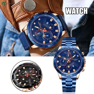reloj de cuarzo de los hombres con correa de acero blanco de metal caso profundo impermeable moda multifunción reloj regalos para hombres