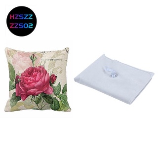 almohada inflable de aire de doble cara con funda decorativa de lino decorativo vintage floral/flor (flor de rosa) (1)