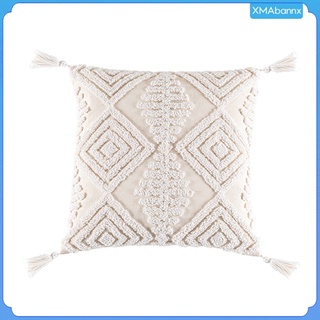 fundas de almohada de algodón tejido de lino decorativo fundas de almohada borlas cama (3)