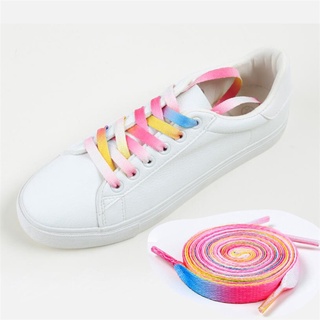 al arco iris colorido plano cordones moda impreso gradiente zapatos cordones accesorios al aire libre zapatillas de deporte cordones de lona bootlaces (1)