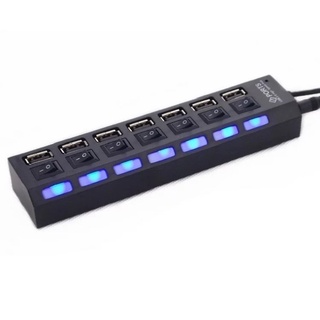 7 puertos USB 2.0 adaptador Multi-interface Hub independiente interruptor indicador de luz