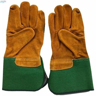 1 par de guantes de cuero para jardinería, a prueba de espinas, de doble capa (4)