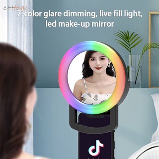 cottage RGB Selfie LED Anillo De Luz Círculo Mini Teléfono Móvil Luces De La Lámpara Para El Recargable Clip-on Maquillaje Espejo Relleno Cabaña