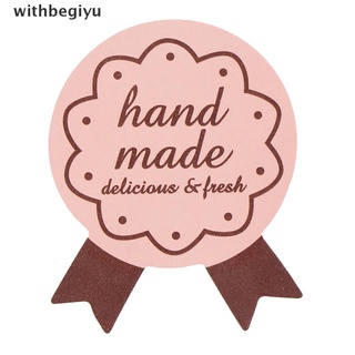 【withb】 75Pcs "Hand Made" Bow Tie DIY Packaging Seals Sealing Sticker Label Gift Sticker .