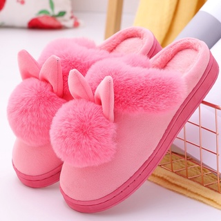 [EXQUIS] mujer invierno hogar peludo orejas de conejo interior zapatillas suave comodidad calzado zapato (6)
