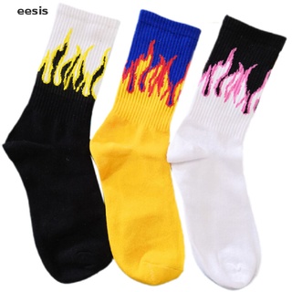 [ESIC] 1Pair Unisex Flame Fire Hip Hop Harajuku Socks Skateboard Mujer Street Socks FGH (1)