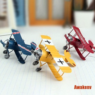AWAK Vintage biplano modelo Mini figuritas para decoración del hogar Metal hierro aire plano M